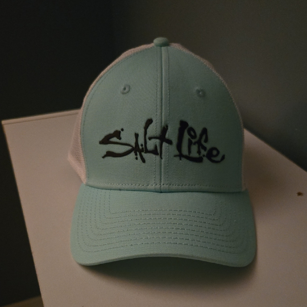 Salt Life Mint Green and White Flex  Hat with Logo SALT LIFE